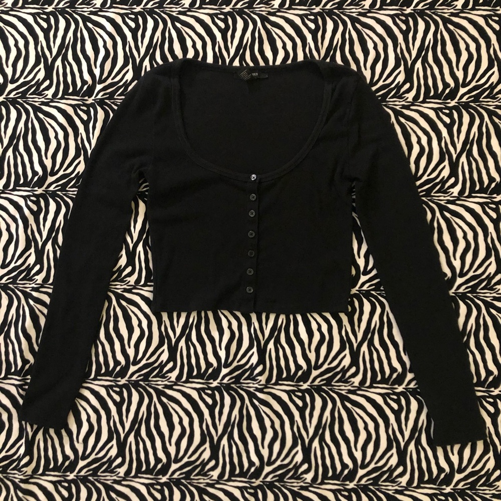 [Brandy dupe] cropped long sleeve button up top